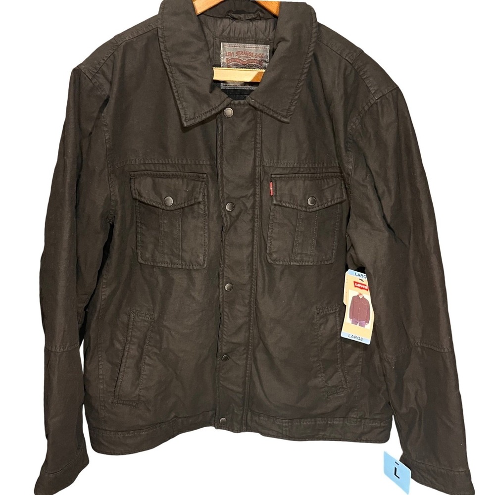 Levi's Washed Cotton Military Jacket Field Coat Brown Large